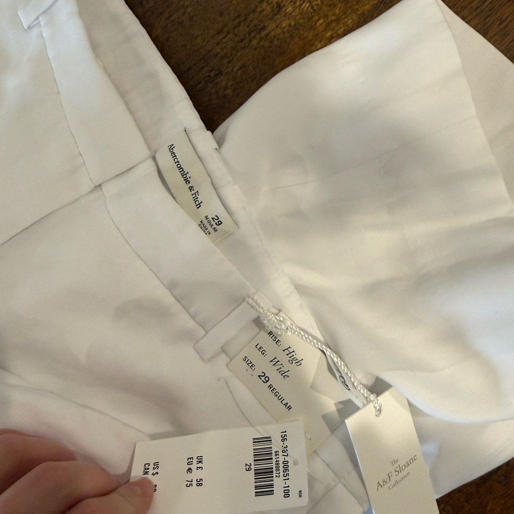 NWT Abercrombie & Fitch Sloane Tailored Wide Leg Pant in White - Picture 9 of 10